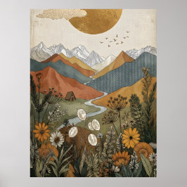 Boho Hemels Berghuis met A-frame hut Rivier Poster