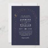 Boho Hemels Boog Maan Nacht QR Code Bruiloft Kaart (Voorkant)