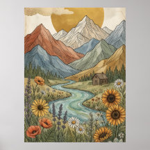 Boho Hemelse Berghut Rivier Zonnebloem