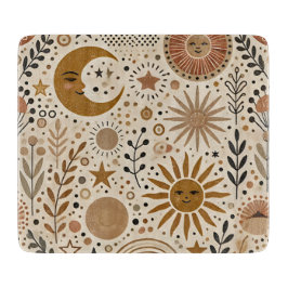 Boho hemelse zon en maan patroon snijplank