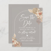 Boho Herbe de Pampa Gris Beige Save The Date (Devant / Derrière)