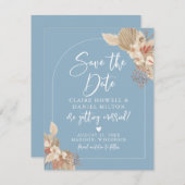 Boho Herbe de Pampas Bleu Français Save The Date (Devant / Derrière)