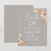 Boho Herbe de Pampas Grise Beige Save The Date (Devant / Derrière)