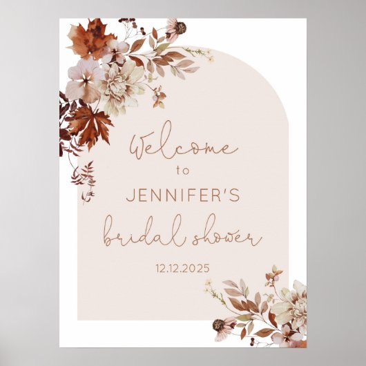 Boho Herfst arch vrijgezellenfeest welkom bord Poster (Voorkant)