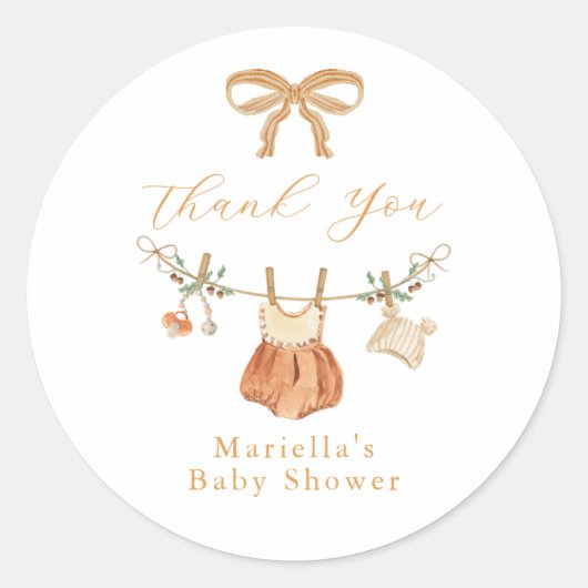 Boho Herfst Baby shower Dank u Sticker (Voorkant)