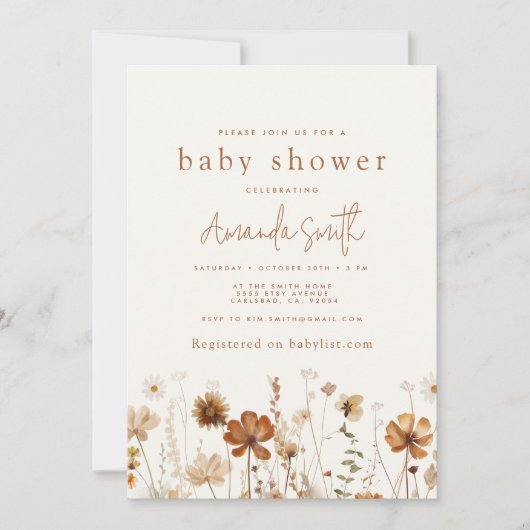 Boho Herfst Baby shower Uitnodiging (Voorkant)