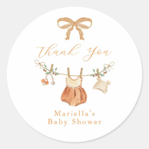 Boho-herfst-babyborrel-bedanksticker Ronde Sticker