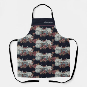 Boho Herfst Blauw Navy Waterverf Pompoen Herfst Schort