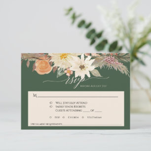Boho-herfst bloem bos groene Pampasgras bruiloft RSVP Kaartje