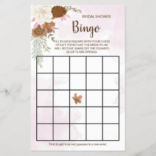 Boho herfst bloem bruidsfeest bingo spelkaart flyer