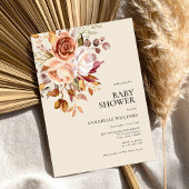 Boho Herfst Bloemen Baby shower Kaart