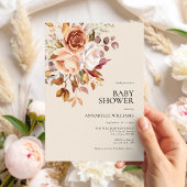 Boho Herfst Bloemen Baby shower Kaart
