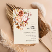 Boho Herfst Bloemen Baby shower Kaart