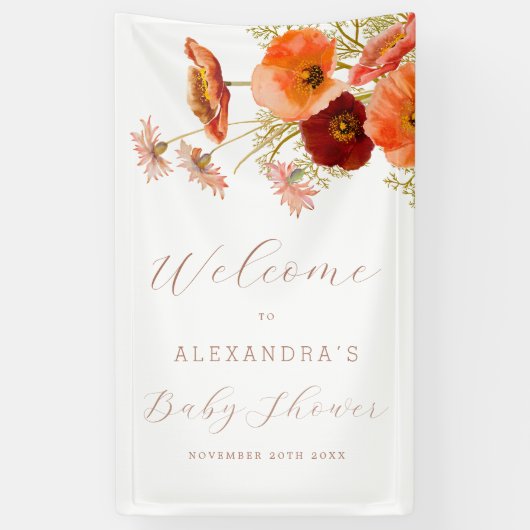 Boho Herfst Bloemen Gepersonaliseerd Baby shower W Spandoek (Verticaal)