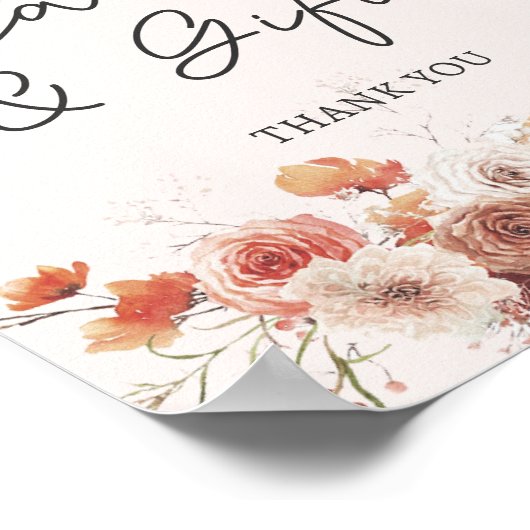 Boho Herfst Bloemen Kaarten en geschenken Poster (Hoek)