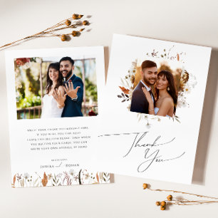 Boho Herfst Bloemen   Platte Foto Bedankkaart