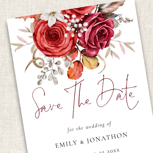 Boho herfst bloemen QR code bruiloft Save The Date