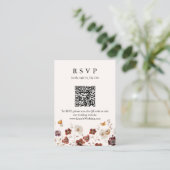 Boho Herfst Bloemen Vlinder Huwelijk QR Code RSVP Informatiekaartje (Staand voorkant)