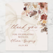 Boho Herfst Bloemen Witte Boog Wedding Wijn Etiket (Enkel label)