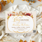 Boho Herfst Bloemen Witte Pompoen Baby shower Save The Date