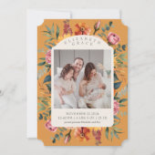 Boho Herfst Bloemenboog Foto Geboorteaankondiging Kaart (Voorkant)