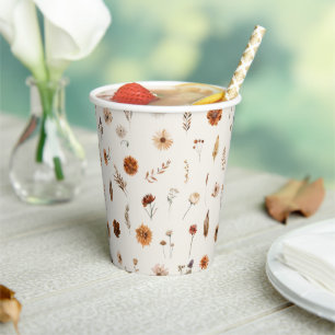 Boho Herfst Bloemige Baby Shower Papieren Bekers