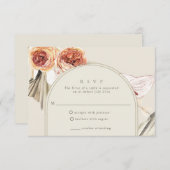 Boho-herfst bloemige bruiloft RSVP kaartje (Voorkant / Achterkant)