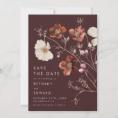 Boho herfst bloemige bruiloft save the date (Voorkant)