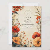 Boho herfst bloemige bruiloft save the date (Voorkant)