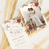 Boho-herfst bloemige elegante script & foto bruilo save the date