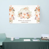 Boho-herfst bloemige pompoen happy verjaardagsfees spandoek (Beurs)