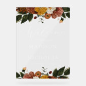 Boho herfst bloemige trouw welkom acryl bord (Voorkant)