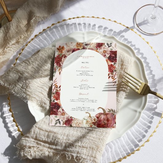 Boho Herfst Bloemige Trouwmenu Menu