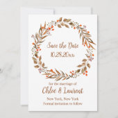Boho Herfst bloemkrans bruiloft Save The Date (Voorkant)