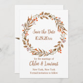 Boho Herfst bloemkrans bruiloft Save The Date (Voorkant / Achterkant)
