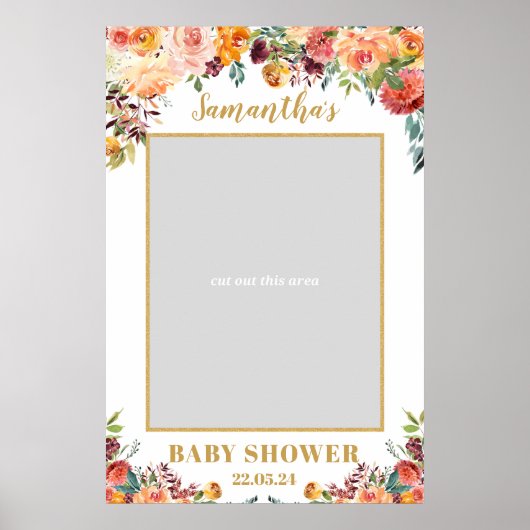 Boho herfst blos oranje bloem fotoprops poster (Voorkant)