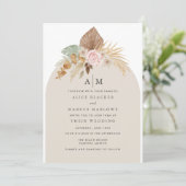 Boho Herfst Bohemian Floral Wedding Uitnodiging (Staand voorkant)