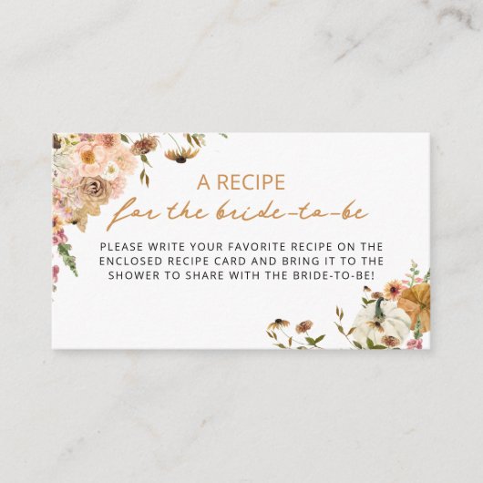 Boho Herfst Bruids Receptenbijlage Kaart (Voorkant)