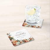 Boho herfst bruidsfeestje vierkante kartonnen onderzetter (Insitu)