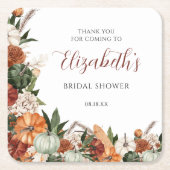 Boho herfst bruidsfeestje vierkante kartonnen onderzetter (Voorkant)