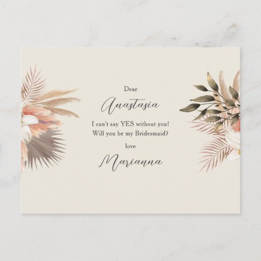 Boho Herfst bruidsmeisje voorstel Kaart (Achterkant)