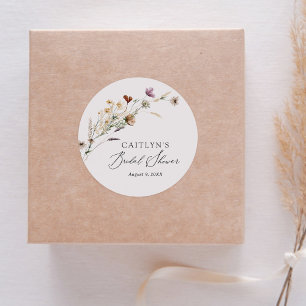 Boho-herfst bruidsmeisjesfeest met wilde bloemen ronde sticker