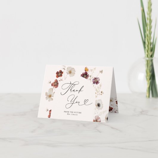 Boho herfst bruiloft feest bloemboog Verliefd rake Bedankkaart (Voorkant)