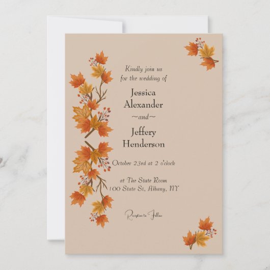 Boho herfst bruiloft kaart (Voorkant)