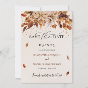 Boho Herfst en Autumn Flowers Cooper Colors Save The Date