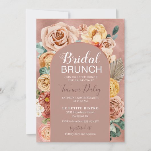 Boho Herfst Floral Bridal Brunch  Kaart (Voorkant)