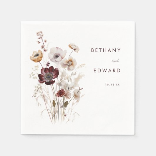 Boho Herfst Floral bruiloft servetten (Voorkant)