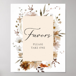 Boho Herfst Floral Favors Party Poster