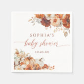Boho Herfst Floral Pumpkin Baby shower Servet (Voorkant)