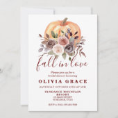 Boho herfst floral Pumpkin Bridal Shower Invitatio Kaart (Voorkant)